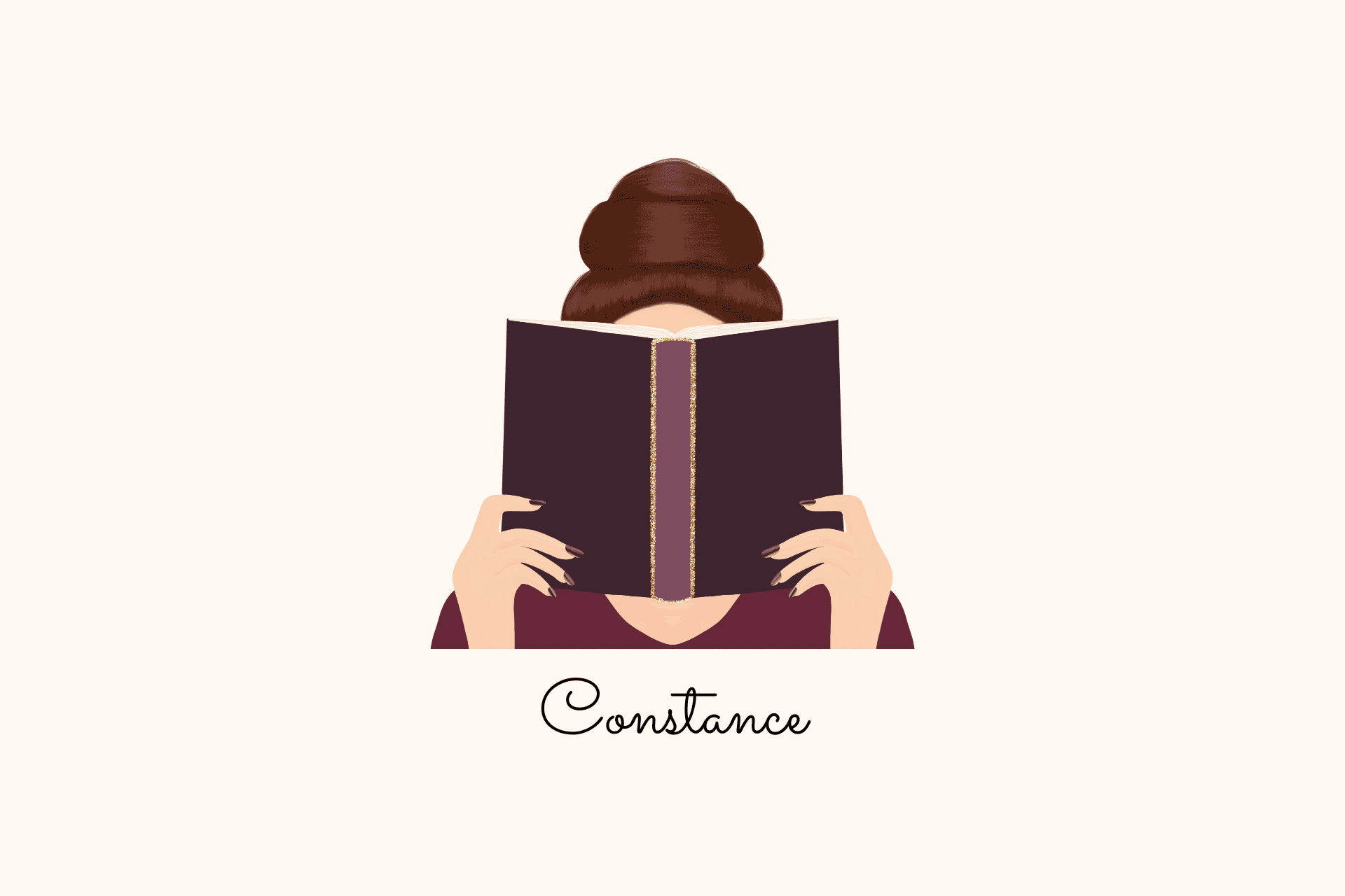 portrait de Constance cachée derrière un livre